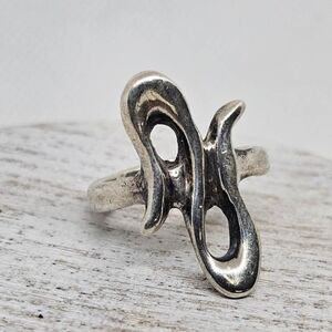 Native American Sterling Silver Abstract Ring Size 8